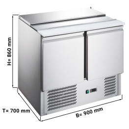 Холодильный стол салладетта PREMIUM  - 0,9 x 0,7 m / объем: 252 л / 2 двери  GGM Gastro