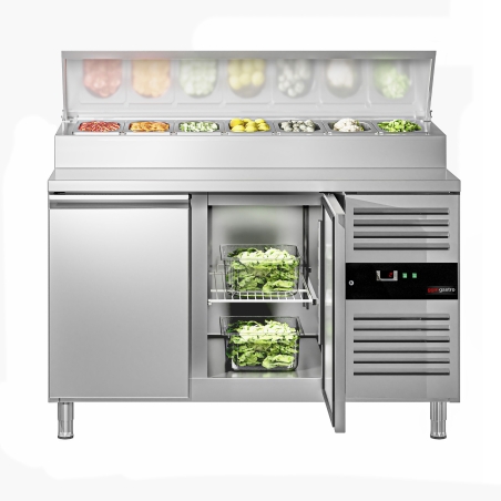 Холодильний стіл саладетта 1,36 m x 0,7 m / для контейнерів 7x 1/3 GN / 2 двері / 282 л GGM Gastro - 5