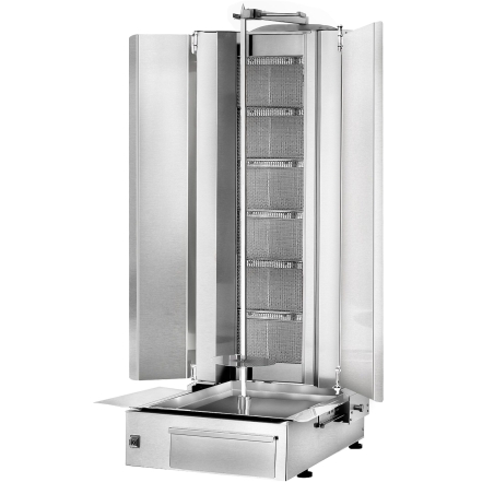 Газовий гриль для гірос/дьонер-кебаба - 6 пальники - макс. 100 кг - вкл. 2 захисні пластини та 2 дверей - 4