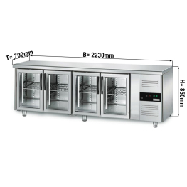 Холодильний стіл ECO - 2,2 x 0,7 m - з 4 скляних дверей GGM Gastro