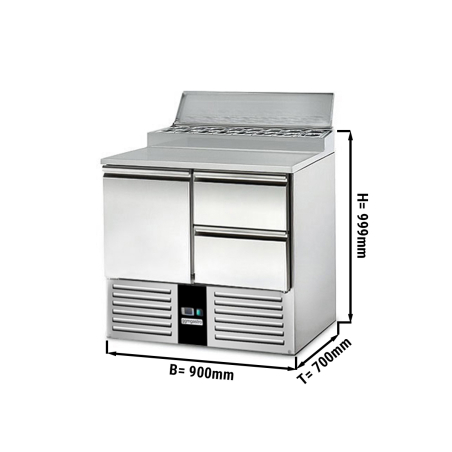Саладетта PREMIUM - 0,9 x 0,7 m - 1 двері та 2 шухляди 1/2 GGM Gastro - 1