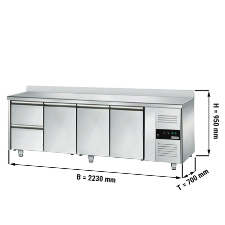 Холодильний стіл ECO - 2,2 x 0,7 m - 3 скляних дверей та 2 шухляди 1/2 GGM Gastro - 1