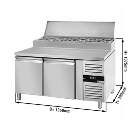 Холодильний стіл саладетта 1,36 m x 0,7 m  / для контейнерів 7x 1/3 GN / 2 двері / 282 л GGM Gastro