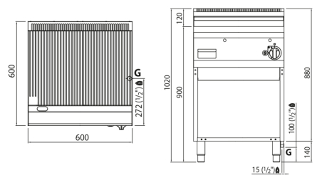 Поверхня жарова газова - рифлена (8 кВт) GGM Gastro - 4