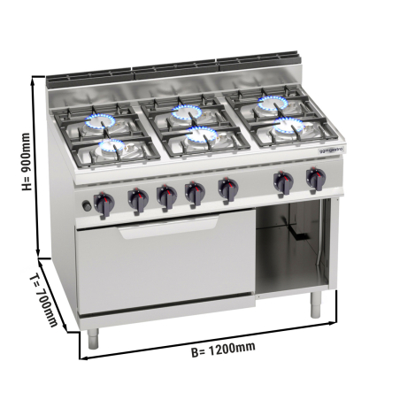 Плита газовая со статической электрич.духовкой ( 6 конфорок / мощность: 33,5 кВт +7,5 кВт) GGM Gastro - 1