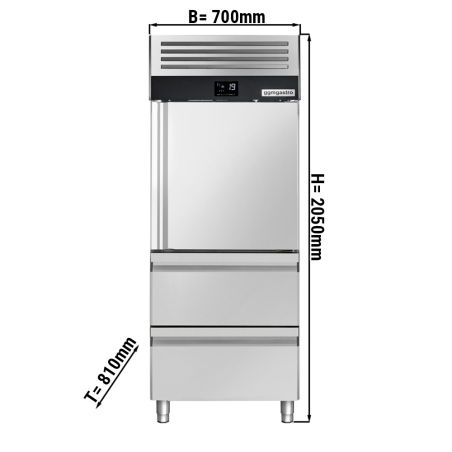 Морозильна шафа - 0,7 x 0,81 m - з 1 металеві двері та 2 шухляди 1/2 GGM Gastro - 1