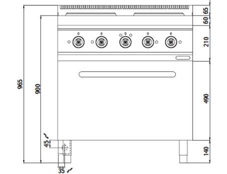 Плита электрическая + Духовой электрический шкаф (4 конфорки / мощность: 14 + 7,5 kW) GGM Gastro - 4