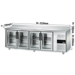 Холодильний стіл ECO - 2,2 x 0,7 m - з 4 скляних дверей GGM Gastro
