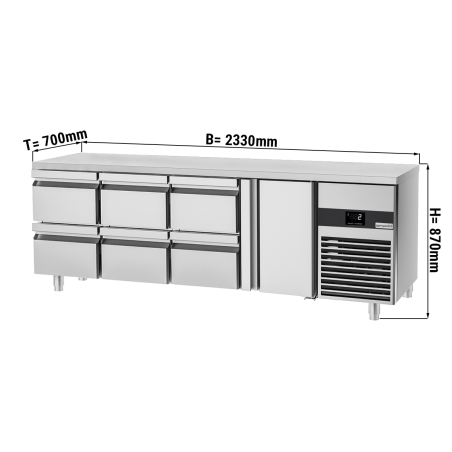 Холодильний стіл PREMIUM - 2,3 x 0,7 m - 1 двері та 6 шухляди 1/2 GGM Gastro - 1