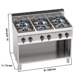Плита газовая (6 конфорок / мощность: 42 кВт / автоподжиг)  GGM Gastro