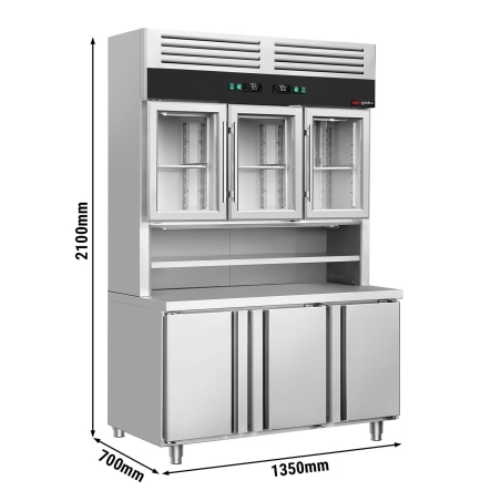 Холодильный стол с настенной холодильной витриной - 1350x700 мм GGM Gastro - 2