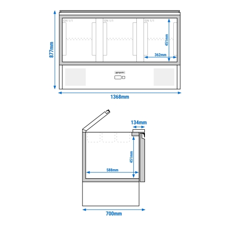 Холодильный стол саладетта- 1.37 x 0.7 m / 3 двери / объем: 368 л GGM Gastro - 15