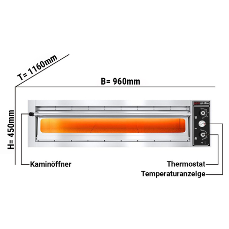 Печь для пиццы, 6 х 30 см, 1 камера, з шамотным камнем по всему периметру камеры - 1
