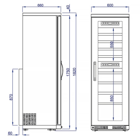 Винний холодльник - 0,6 x 0,66 m - 100 Л - 1 скляні двері GGM Gastro - 9